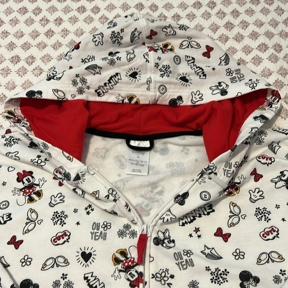 Disney Minnie Mouse All Over Print Sweatshirt Zipper Jacket Hoodie Size XL - Picture 8 of 12